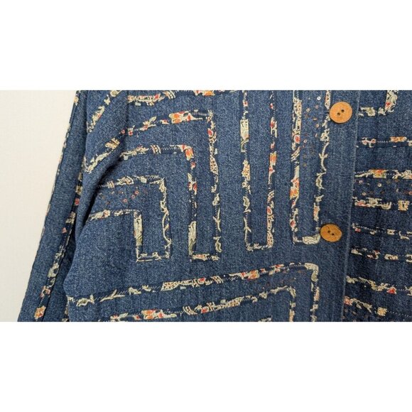 Vintage Coldwater Creek XL Jacket Denim Quilted Floral Embroidered Sequins Boho - Picture 6 of 8